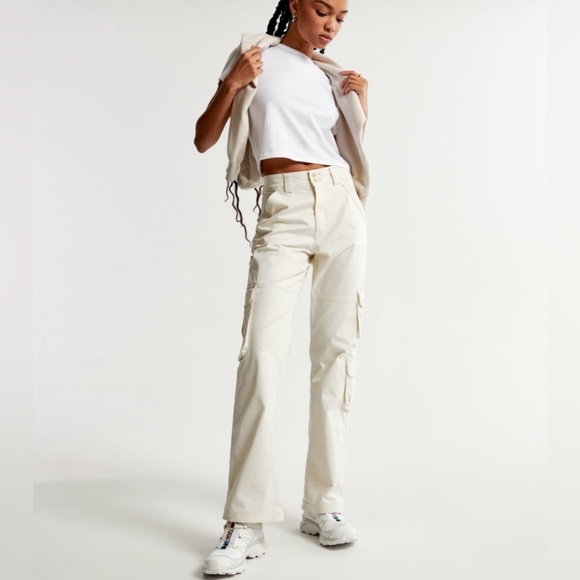 Abercrombie & Fitch Relaxed Cargo Pants (Size 26) (White/Cream) - Picture 4 of 4
